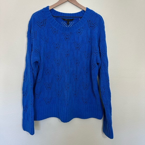 BCBGMAXAZRIA Pointelle Crewneck Sweater Electric Blue - Picture 3 of 8